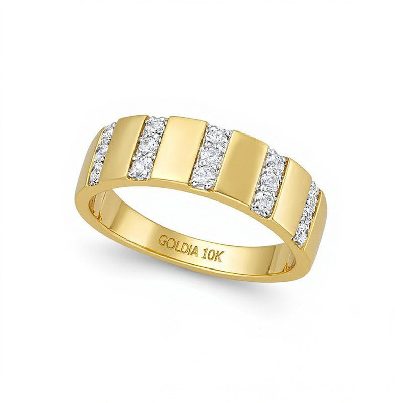 0.25 ct. Gesamtgewicht Diamant Ring mit linearer Reihe in 10K Gelbgold