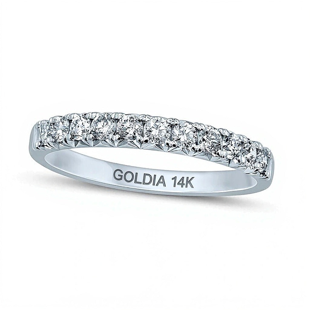 Memoire-Ring mit 0.5 ct. Gesamtgewicht Diamanten in 14K Weißgold