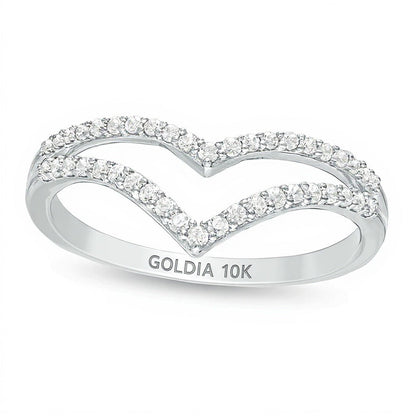 0.25 ct. Gesamtgewicht Diamant Memoire-Ring mit doppeltem Chevron und geteilter Schiene in 10K Weißgold
