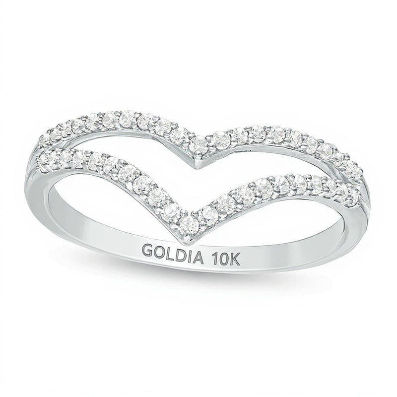 0.25 ct. Gesamtgewicht Diamant Memoire-Ring mit doppeltem Chevron und geteilter Schiene in 10K Weißgold