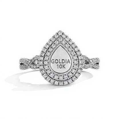 0,5 ct. Gesamtgewicht Multi-Diamant Verlobungsring mit doppeltem Rahmen in 10K Weißgold