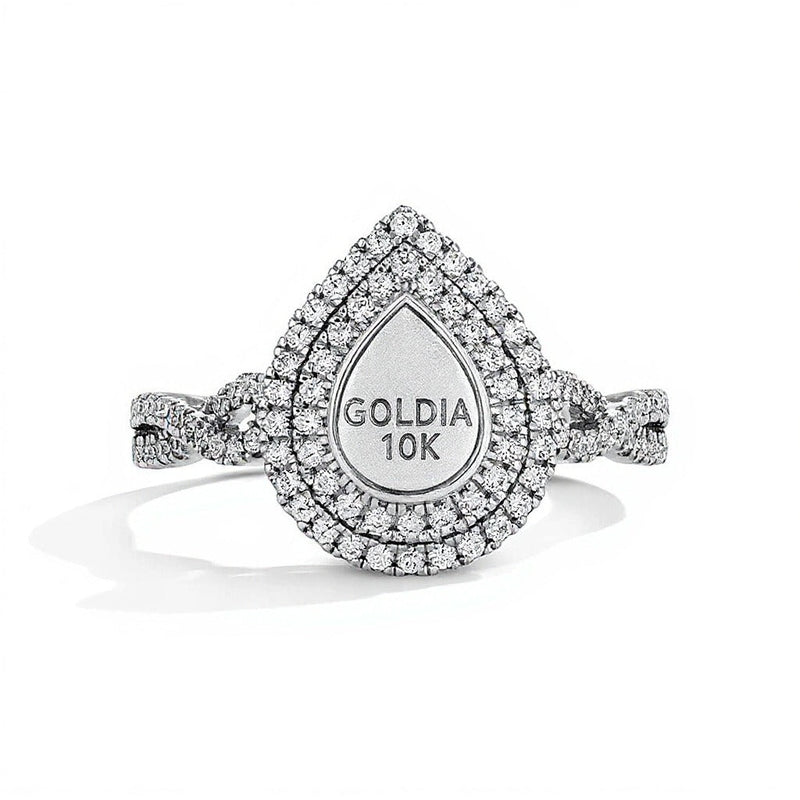 0,5 ct. Gesamtgewicht Multi-Diamant Verlobungsring mit doppeltem Rahmen in 10K Weißgold