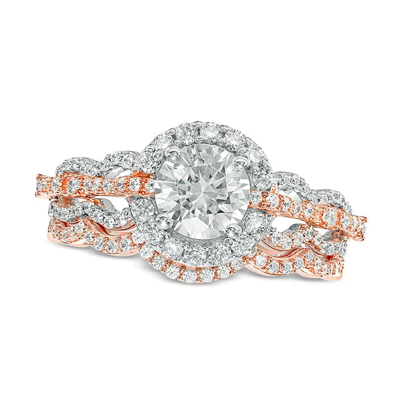 Brautset mit Diamanten 1.5 CT. Gesamtgewicht in 14K Gold zweifarbig (H/SI2)
