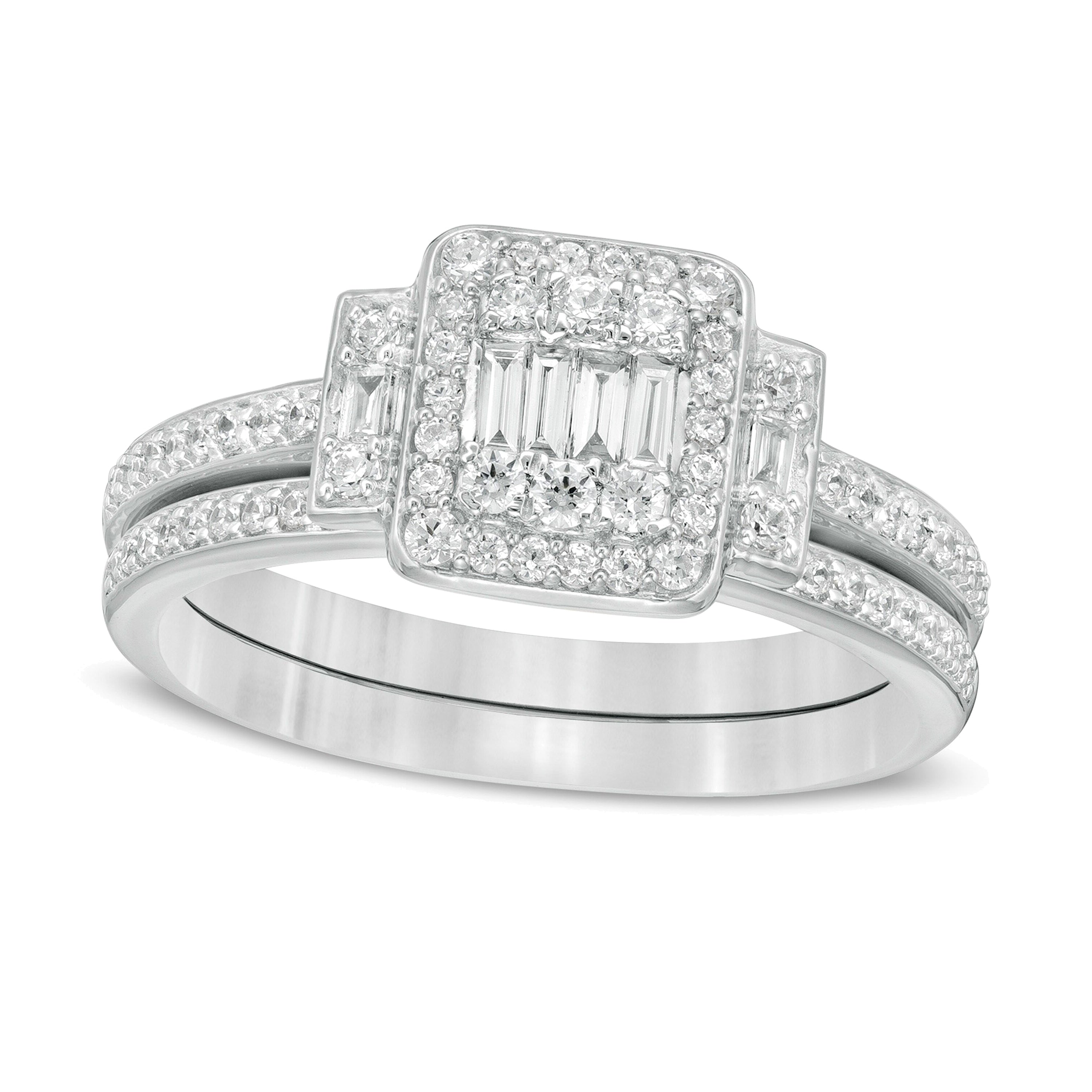 0,5 ct. Gesamtgewicht Komposit-Diamant Brautset in 10K Weißgold
