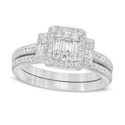 0,5 ct. Gesamtgewicht Komposit-Diamant Brautset in 10K Weißgold