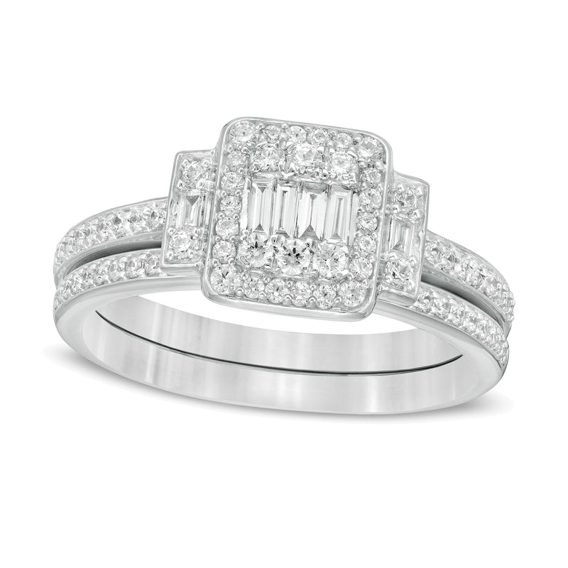 0,5 ct. Gesamtgewicht Komposit-Diamant Brautset in 10K Weißgold