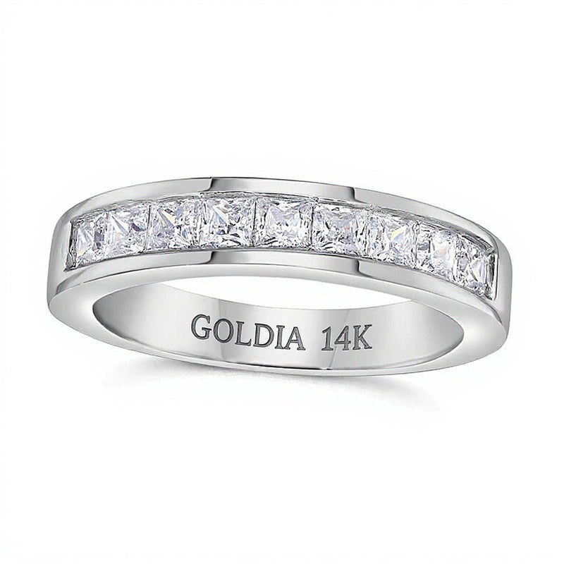 1,0 ct. Gesamtgewicht Diamant-Ehering im Princess-Schliff mit neun Steinen in 14K Weißgold (I/SI2)