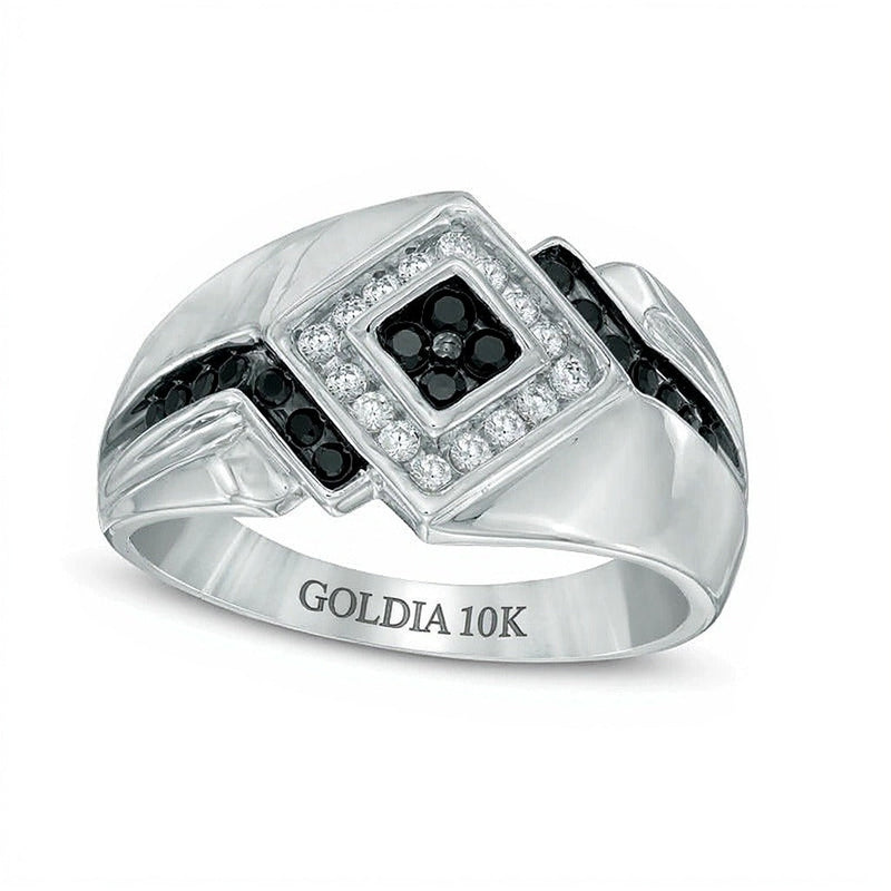 Ring mit behandelten schwarzen und weißen Diamanten 0,5 ct. Gesamtgewicht in 10K Weißgold