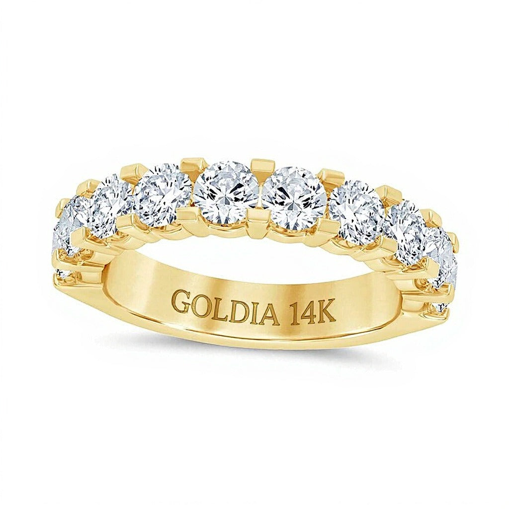 2.0 CT. TW Diamant-Ehering mit zehn Steinen in 14K Gelbgold (I/I2)