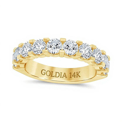 2.0 CT. TW Diamant-Ehering mit zehn Steinen in 14K Gelbgold (I/I2)