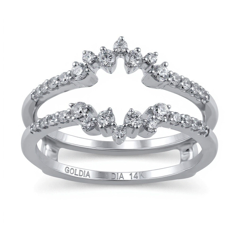 0,38 ct. Gesamtgewicht Diamant Zickzack-Starburst Solitär-Enhancer Ring in 14K Weißgold