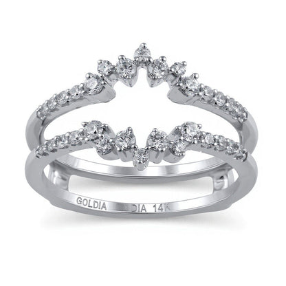 0,38 ct. Gesamtgewicht Diamant Zickzack-Starburst Solitär-Enhancer Ring in 14K Weißgold