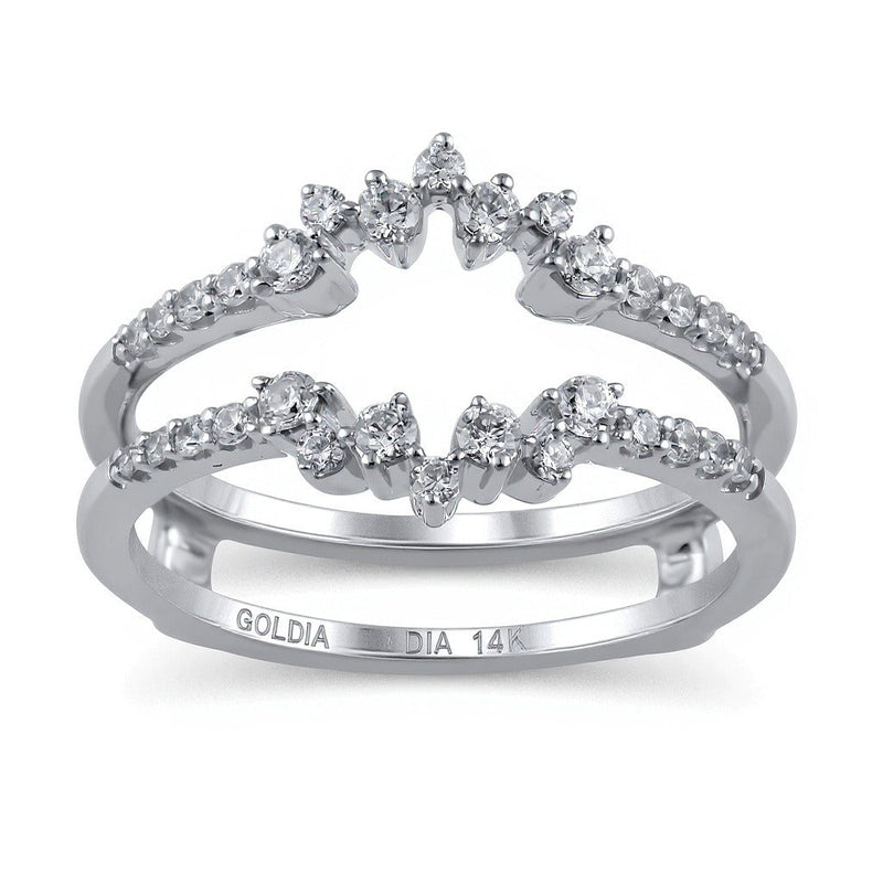 0,38 ct. Gesamtgewicht Diamant Zickzack-Starburst Solitär-Enhancer Ring in 14K Weißgold