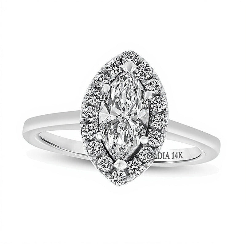 1.25 CT. Gesamtgewicht Verlobungsring mit Diamanten im Marquise- und Rundschliff in 14K Weißgold (I/SI2)