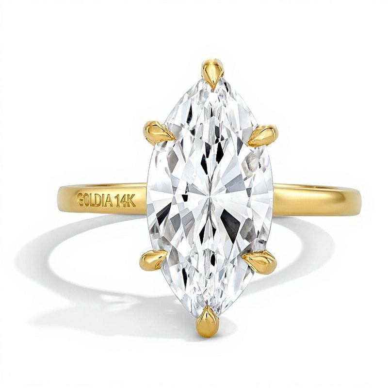 4.0 ct. Gesamtgewicht Labordiamant Solitär-Verlobungsring im Marquise-Schliff in 14K Gelbgold (F/VS2)