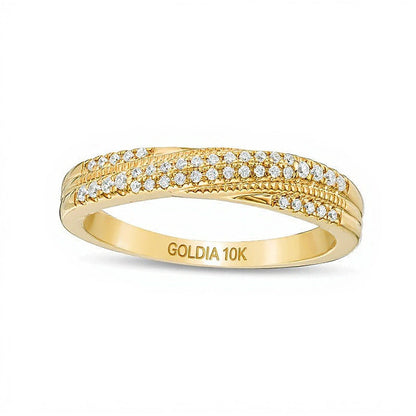 0.17 ct. Gesamtgewicht Diamant Memoire-Ring im Crossover-Vintage-Stil in 10K Gelbgold