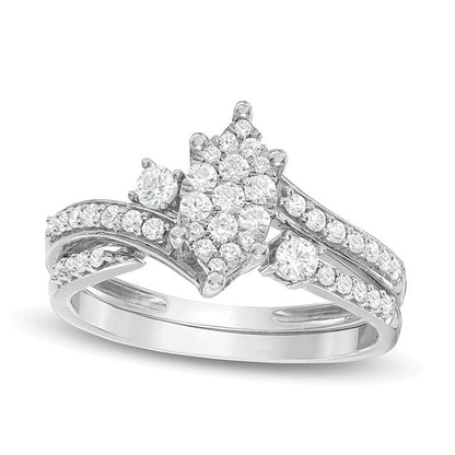Marquise Bypass Brautset mit Diamanten 0.5 ct. Gesamtgewicht in 10K Weißgold