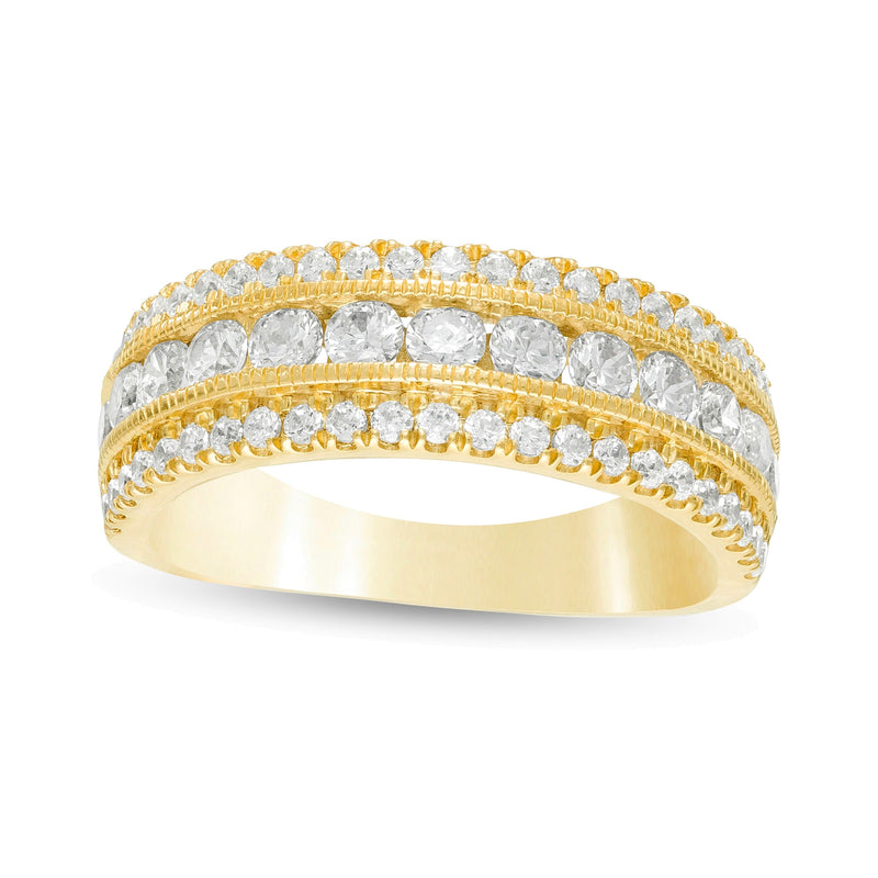 1.33 ct. Gesamtgewicht Diamant Memoire-Ring mehrreihig im Vintage-Stil in 10K Gelbgold