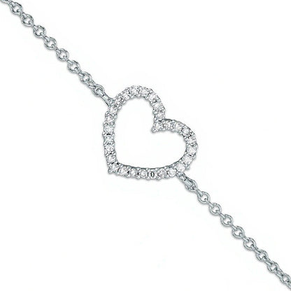 Herz-Armband mit Diamantbesatz in 10K Weißgold