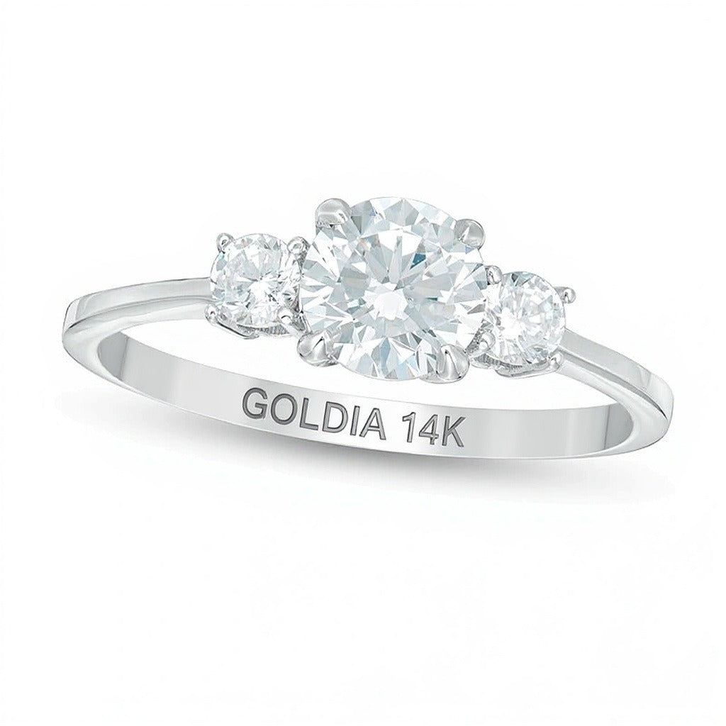1,0 ct. Gesamtgewicht Diamant Dreistein-Verlobungsring in 14K Weißgold