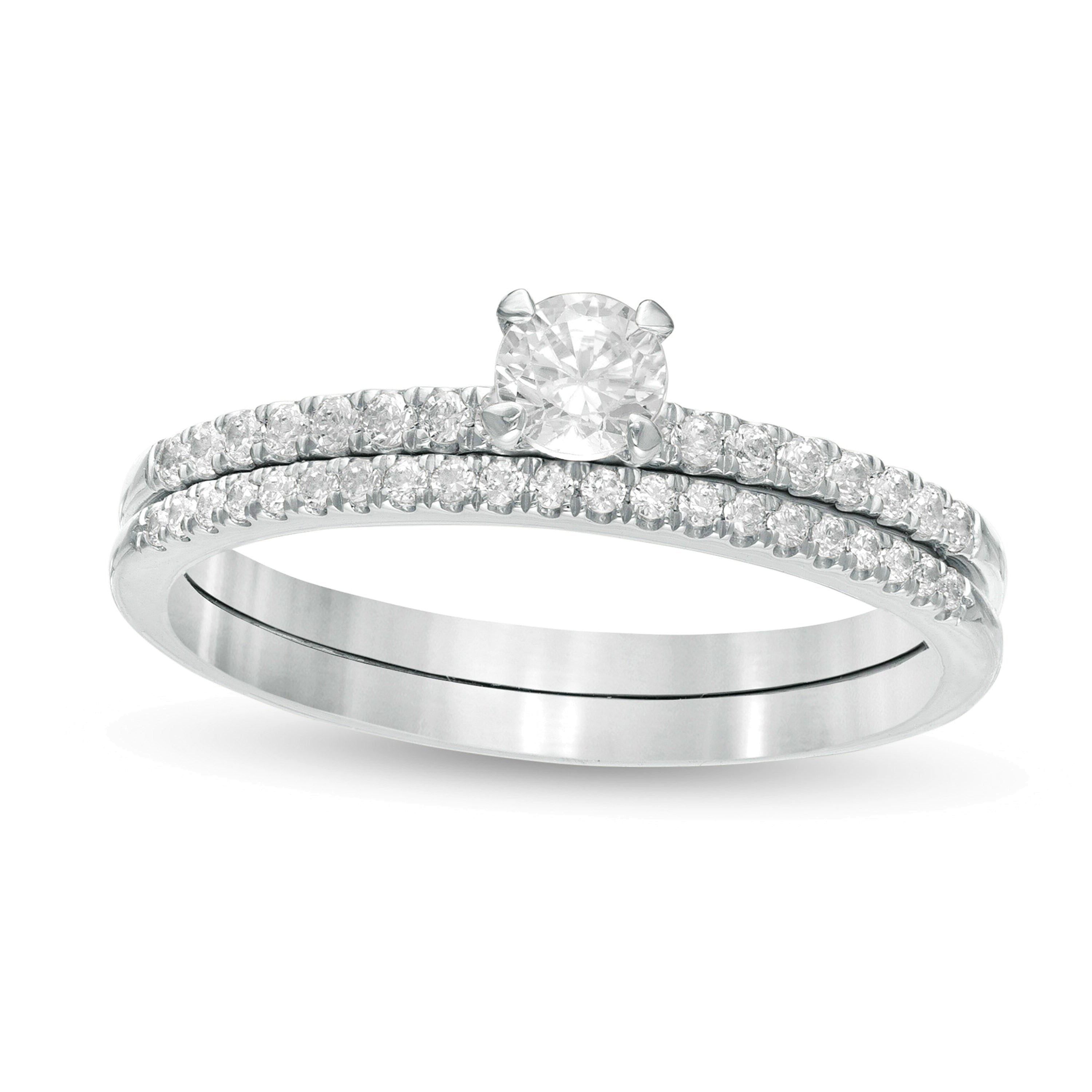 Brautset mit Diamanten 0,5 ct. Gesamtgewicht in 10K Weißgold