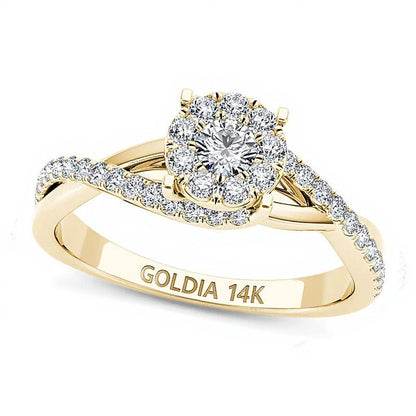 0,5 ct. Gesamtgewicht Diamant Verlobungsring in 14K Gelbgold