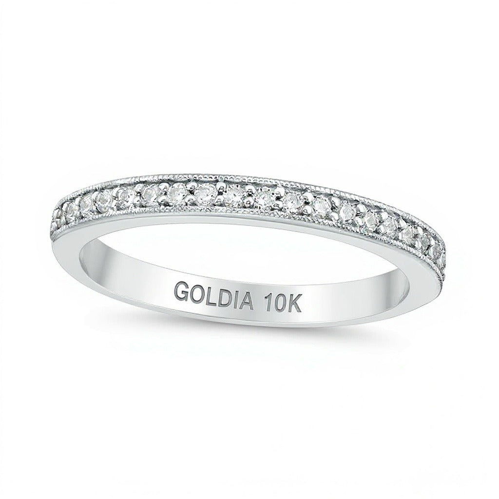 0.2 ct. Gesamtgewicht Diamant Ehering im Vintage-Stil in 10K Weißgold