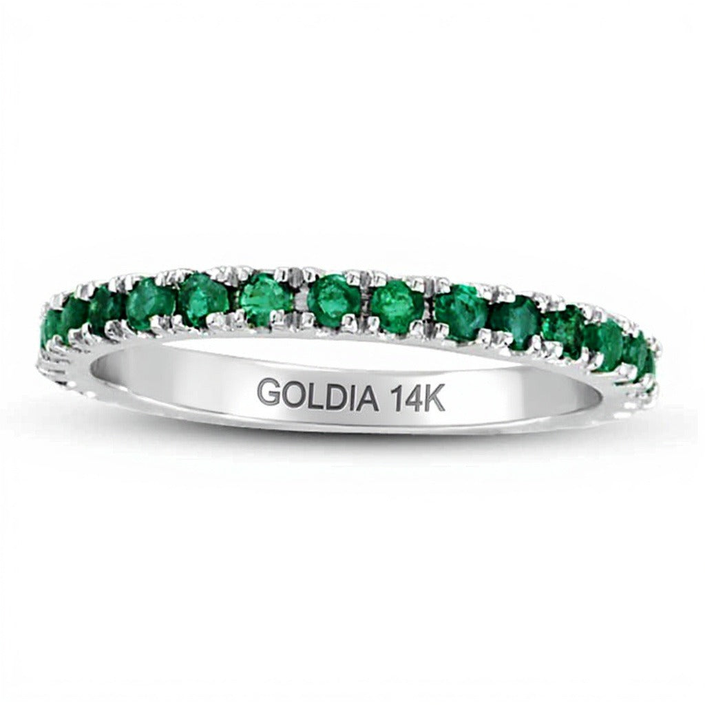 Memoire-Ring mit Smaragden in 14K Weißgold