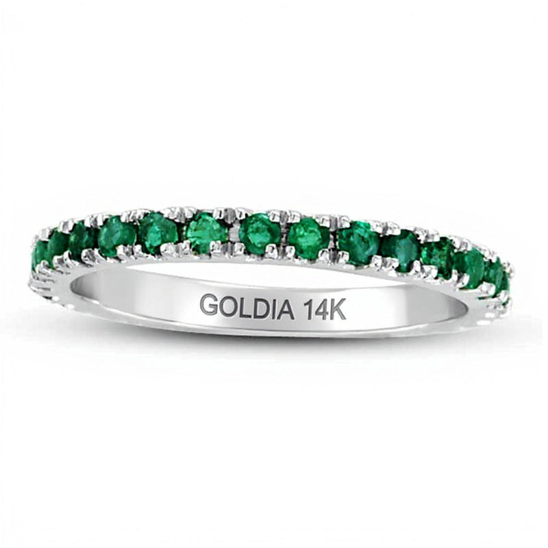 Memoire-Ring mit Smaragden in 14K Weißgold