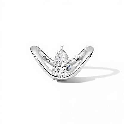 Zales x SHAHLA 1,5 ct. tropfenförmiger Labordiamant Solitär Zaha Verlobungsring in 14K Weißgold