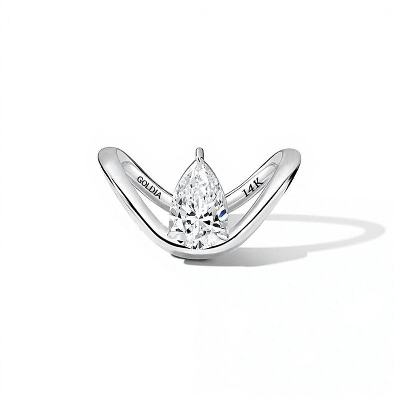 Zales x SHAHLA 1,5 ct. tropfenförmiger Labordiamant Solitär Zaha Verlobungsring in 14K Weißgold