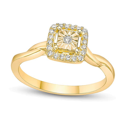 Halo-Ring mit weißen Diamanten in rund und Kissenschliff aus 18K Weißgold für Damen