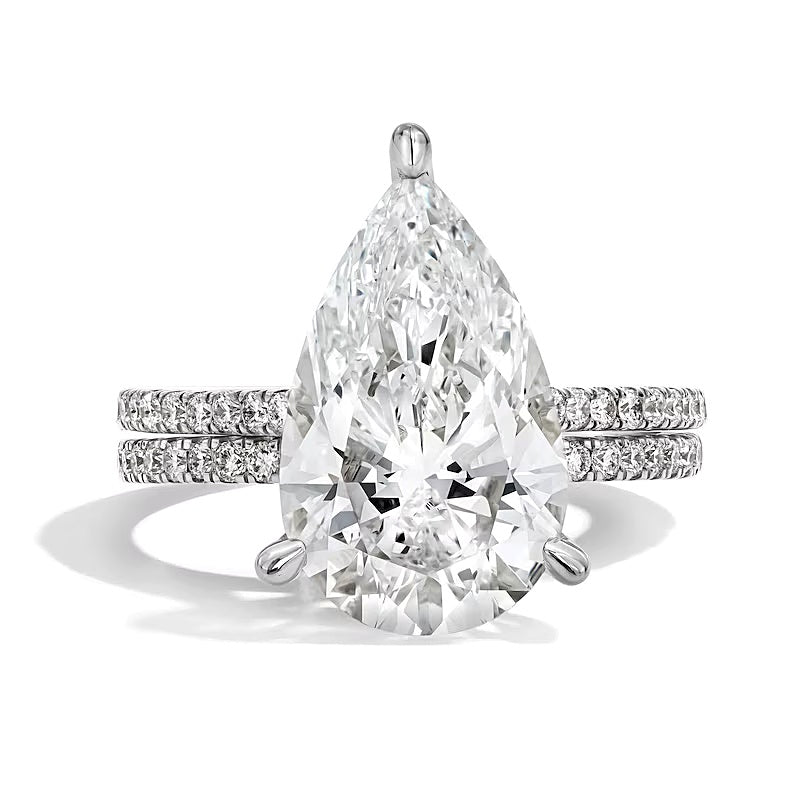 5.63 CT. Gesamtgewicht Braut-Set mit tropfenförmigem Labordiamant in 14K Weißgold (F/VS2)