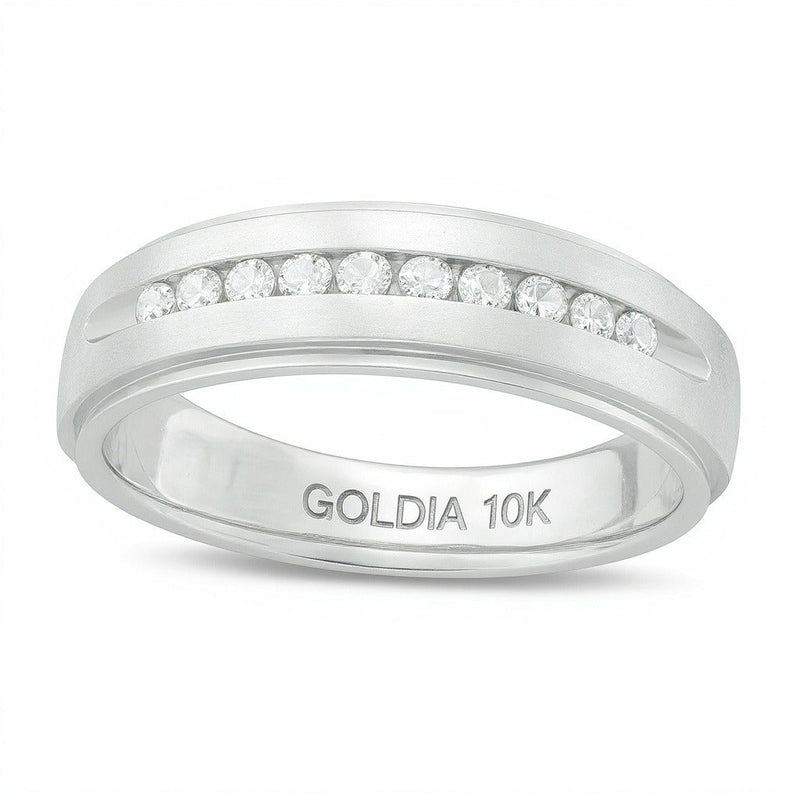 Ehering mit weißen Diamanten 0.25 ct. Gesamtgewicht in 10K Weißgold mit Satin-Finish