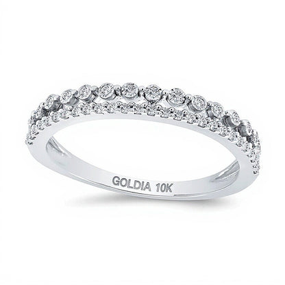 0.17 ct. Gesamtgewicht Diamant Fashion-Ring mit doppelter Reihe in 10K Weißgold