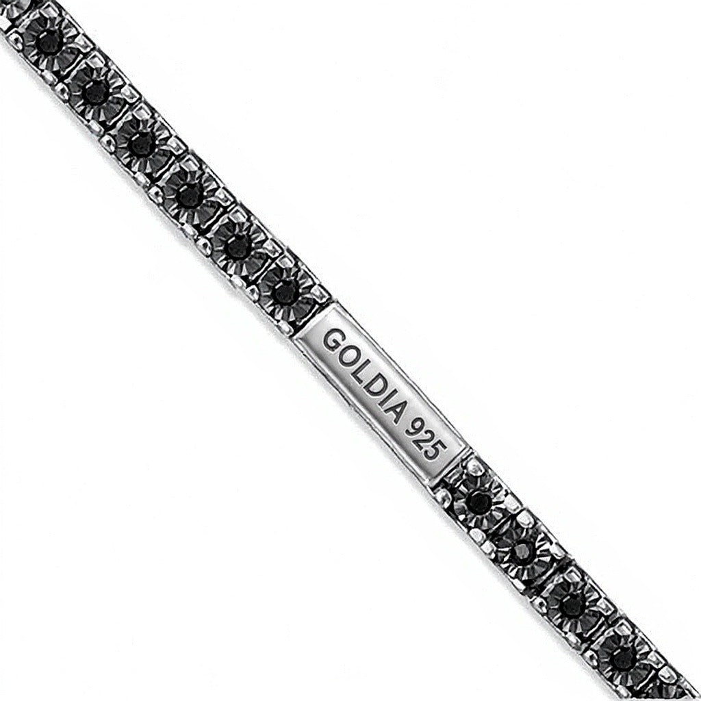 0.5 ct. Gesamtgewicht schwarzer Diamant Tennis-Armband aus rhodiniertem Sterlingsilber