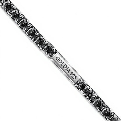 0.5 ct. Gesamtgewicht schwarzer Diamant Tennis-Armband aus rhodiniertem Sterlingsilber