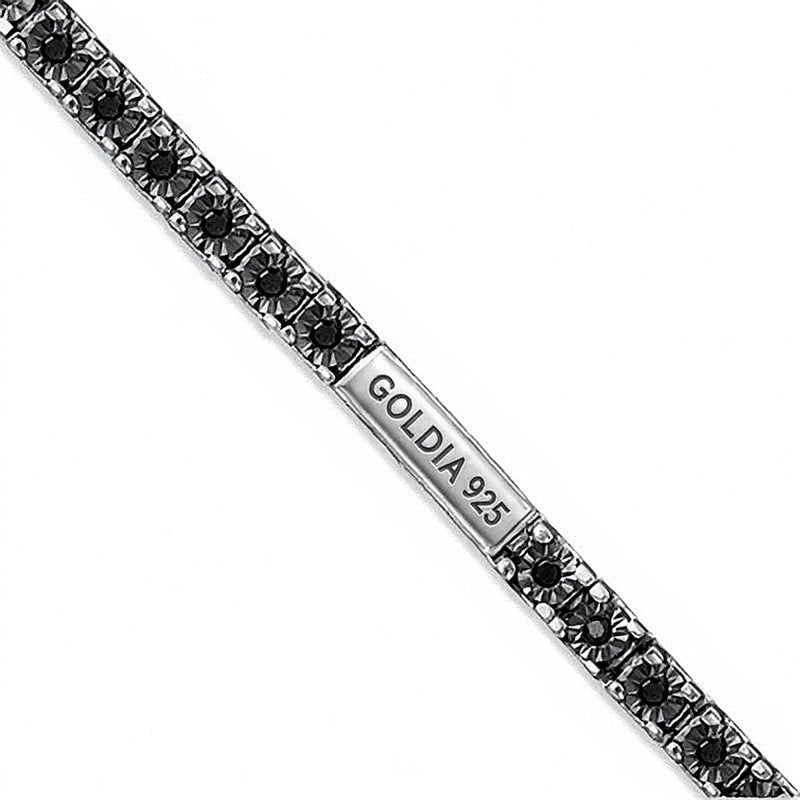 0.5 ct. Gesamtgewicht schwarzer Diamant Tennis-Armband aus rhodiniertem Sterlingsilber