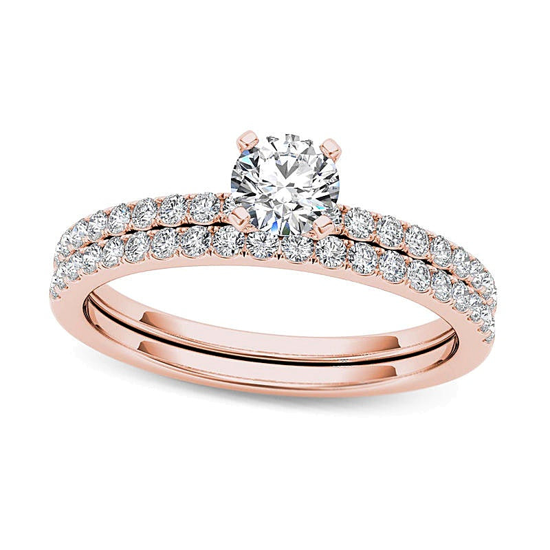 Brautset mit Diamanten 0.75 ct. Gesamtgewicht in 14K Roségold