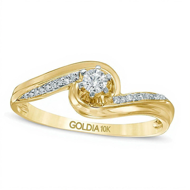 Freundschaftsring mit Diamant-Besatz und Bypass-Design in 10K Gelbgold