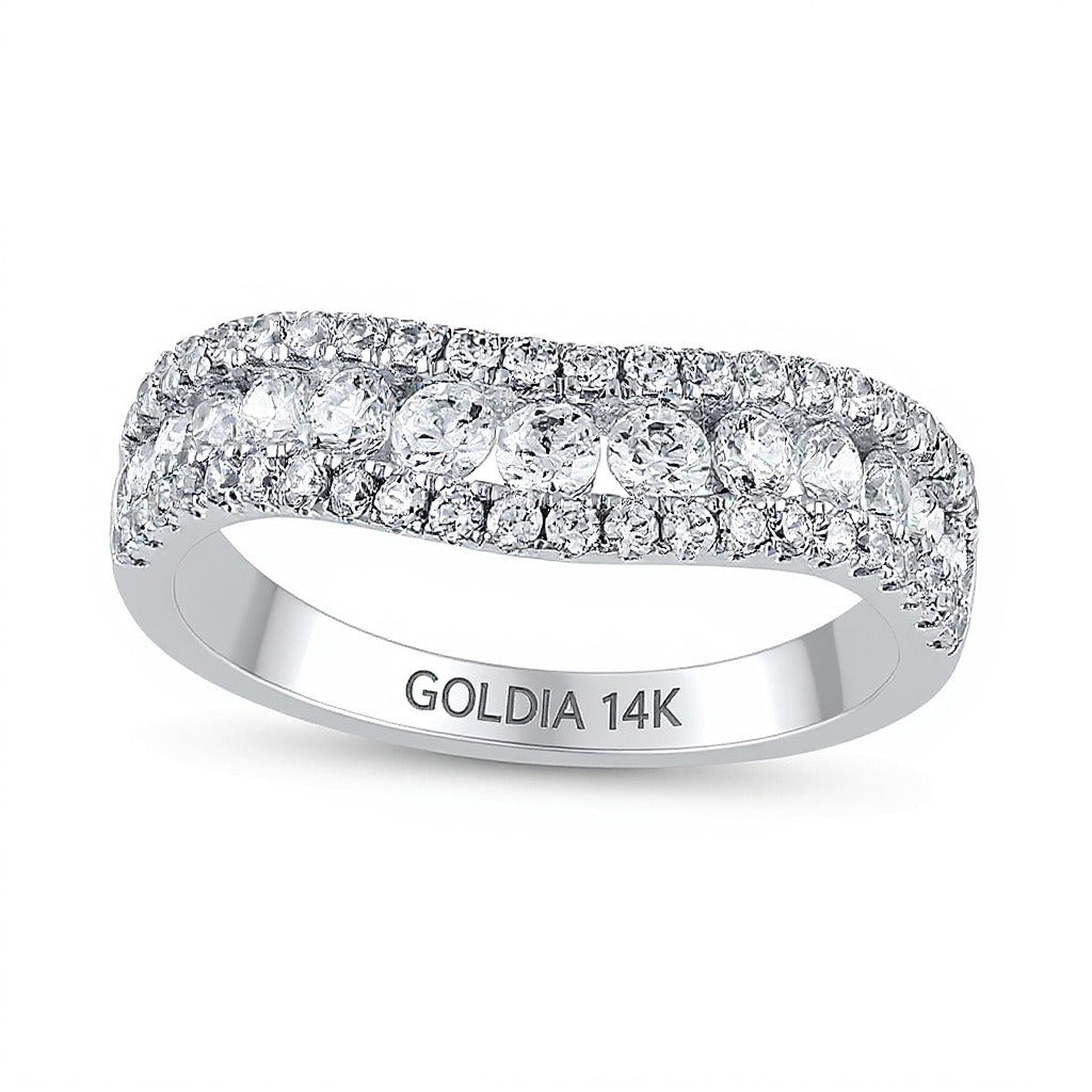 1.0 ct. Gesamtgewicht Diamant Konturring im Vintage-Stil in 14K Weißgold