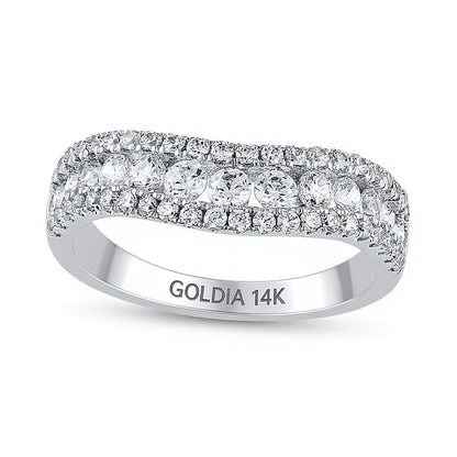 1.0 ct. Gesamtgewicht Diamant Konturring im Vintage-Stil in 14K Weißgold