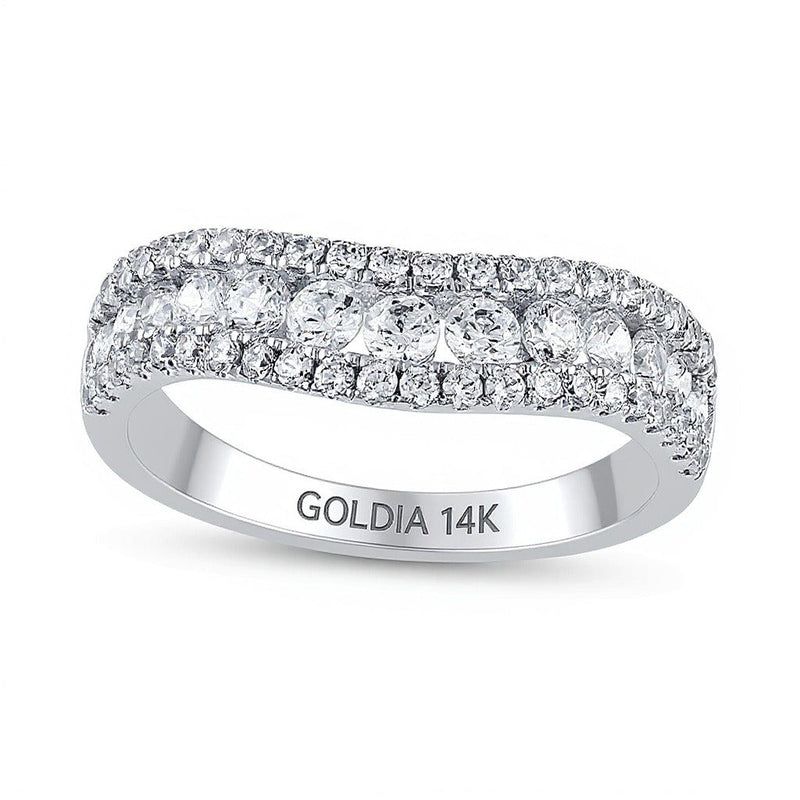1.0 ct. Gesamtgewicht Diamant Konturring im Vintage-Stil in 14K Weißgold