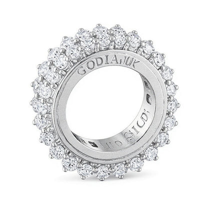 2.5 CT. Gesamtgewicht Cocktail-Ring mit Diamanten im Kissenschliff, Baguette- und Rundschliff in 10K Weißgold
