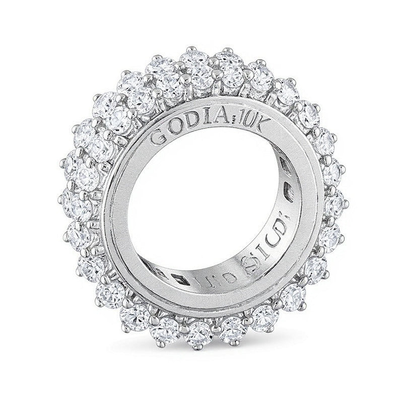 2.5 CT. Gesamtgewicht Cocktail-Ring mit Diamanten im Kissenschliff, Baguette- und Rundschliff in 10K Weißgold