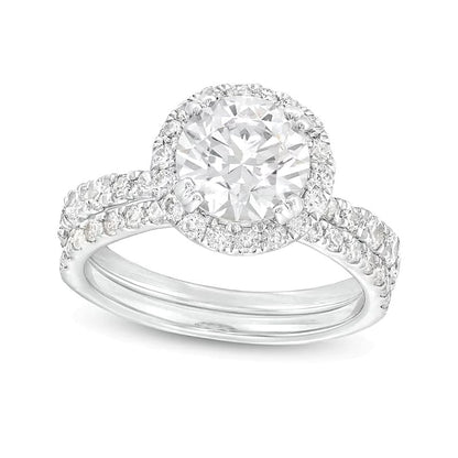 2.88 CT. Gesamtgewicht Labordiamant Braut-Set mit Halo in 14K Weißgold (I/SI2)