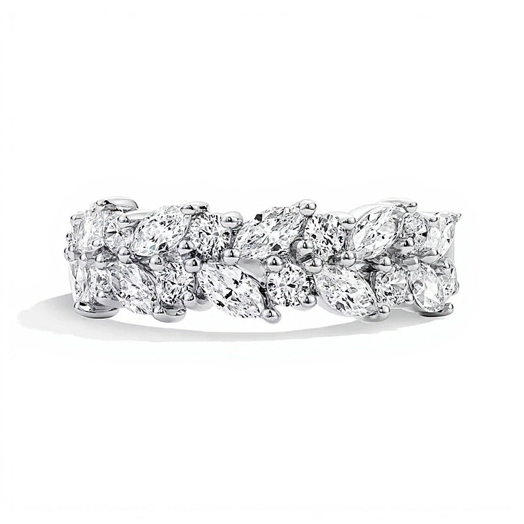 1,25 ct. Gesamtgewicht Labordiamant Memoire-Ring mit verschiedenen Schliffformen in 14K Weißgold (F/VS2)