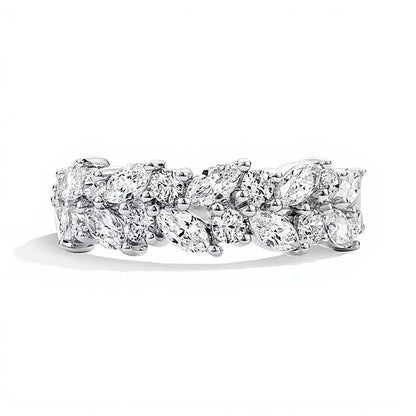 1,25 ct. Gesamtgewicht Labordiamant Memoire-Ring mit verschiedenen Schliffformen in 14K Weißgold (F/VS2)