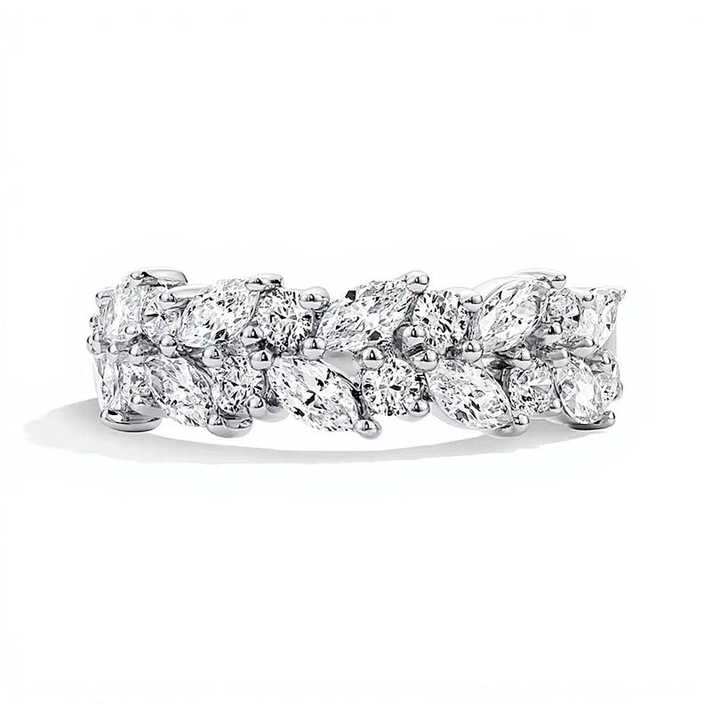 1,25 ct. Gesamtgewicht Labordiamant Memoire-Ring mit verschiedenen Schliffformen in 14K Weißgold (F/VS2)