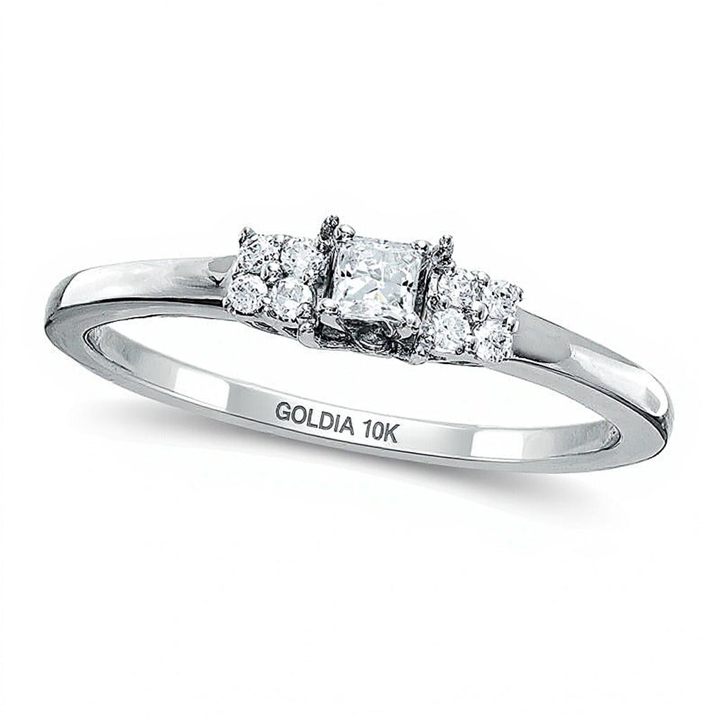0.13 ct. Gesamtgewicht Freundschaftsring mit Diamanten im Princess-Schliff in 10K Weißgold